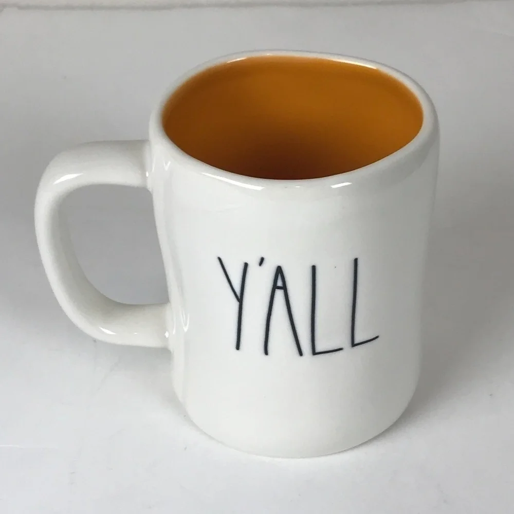 New Rae Dunn FALL Y'ALL Coffee‎ Mug Orange Inside